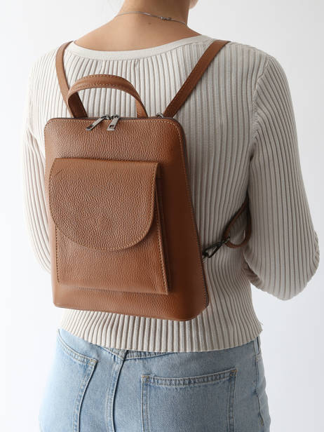 Sac à Dos Et épaule Cuir Milano Marron caviar CA240615 vue secondaire 1