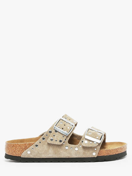 Slippers Arizona Rivet In Leather Birkenstock Brown women 1029390