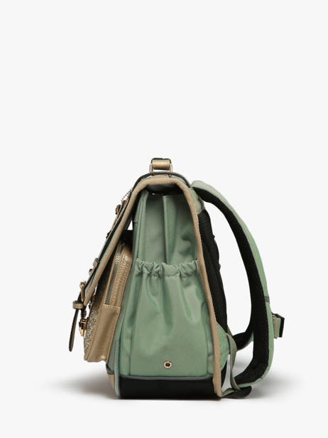Satchel For Kids 2 Compartments Cameleon Green vintage fantasy CA38 other view 2