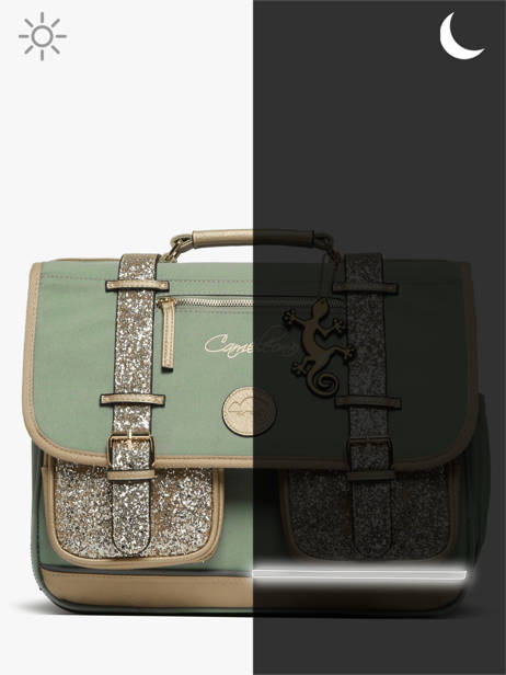 Cartable Enfant 3 Compartiments Cameleon Vert vintage fantasy CA41 vue secondaire 8