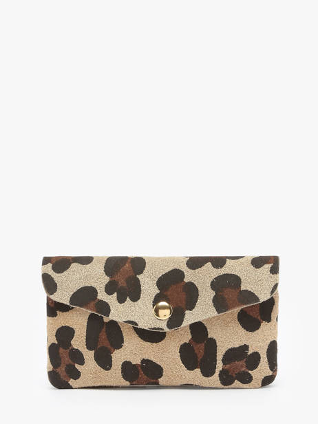 Porte-monnaie Leopard Cuir Milano Beige velvet leopardo VL23113