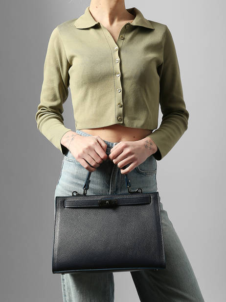 Sac Porté Main Caviar Milano Bleu caviar CA25116 vue secondaire 1