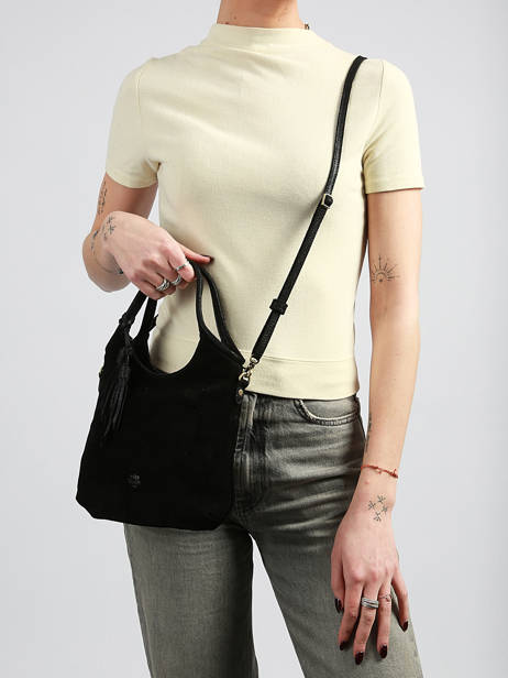 Sac Bandoulière Vintage Cuir Mila louise Noir vintage 23059V vue secondaire 1