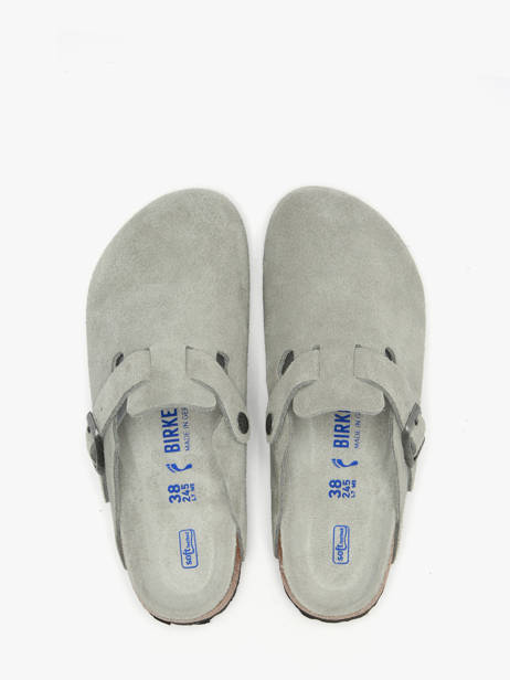 Slippers Boston In Leather Birkenstock Gray women 1031657 other view 3