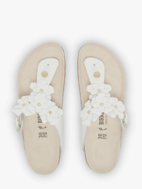 Slippers Gizeh Flower In Leather Birkenstock White women 1026735 other view 3