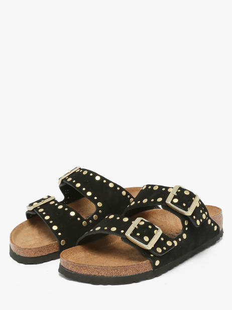 Slippers Arizona Rivet In Leather Birkenstock Black women 1030348 other view 1