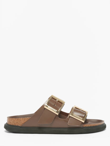 Slippers Arizona Droplet In Leather Birkenstock Brown women 1031910