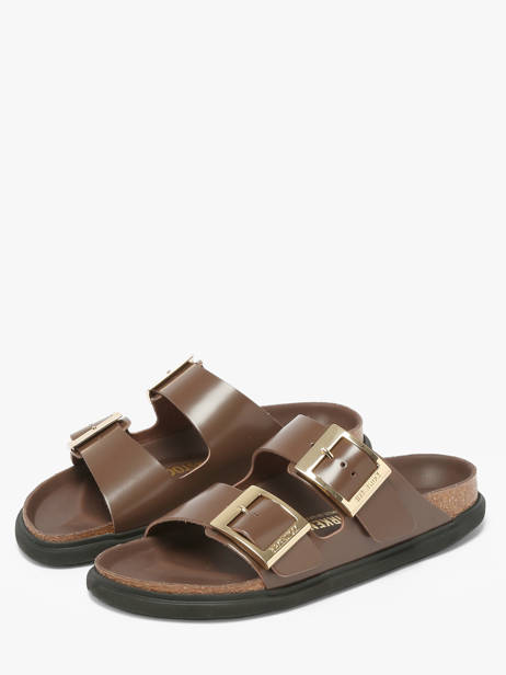 Slippers Arizona Droplet In Leather Birkenstock Brown women 1031910 other view 1