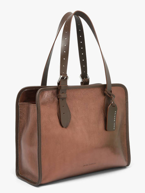 Shoulder Bag Vintage Leather Paul marius Brown vintage CABAS other view 2