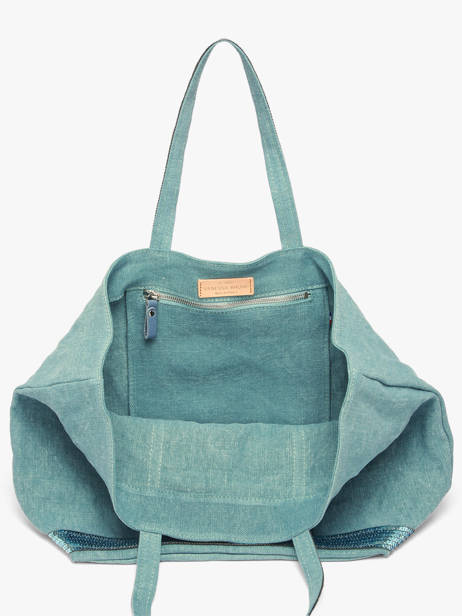 Large Le Cabas Tote Bag Linnen Sequins Vanessa bruno Blue cabas lin 31V40315 other view 4