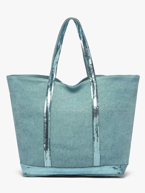 Large Le Cabas Tote Bag Linnen Sequins Vanessa bruno Blue cabas lin 31V40315 other view 5