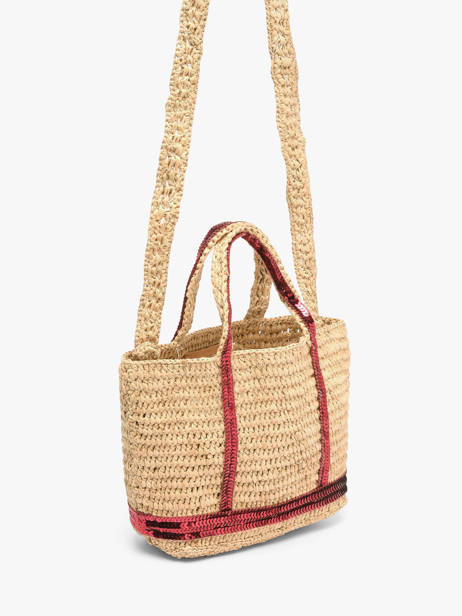 Sac Bandoulière Baby Cabas Raphia Et Paillettes Vanessa bruno Beige cabas raphia 64V40410 vue secondaire 1