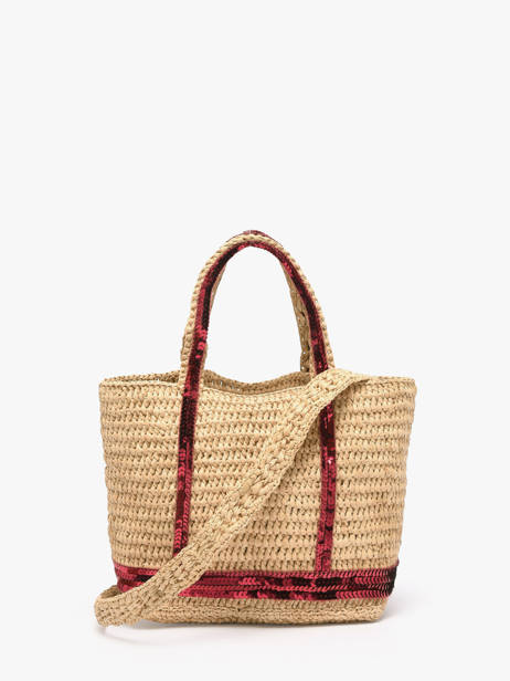 Sac Bandoulière Baby Cabas Raphia Et Paillettes Vanessa bruno Beige cabas raphia 64V40410 vue secondaire 3