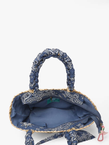 Sac Porté Main Bandana Paille Le voyage en panier Bleu bandana PM968 vue secondaire 3