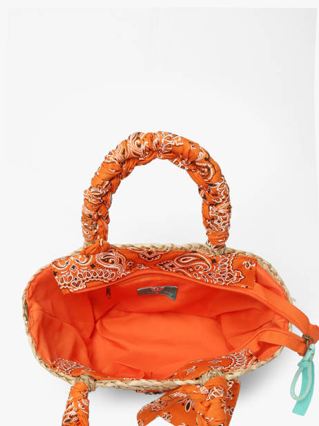 Sac Porté Main Bandana Paille Le voyage en panier Orange bandana PM968 vue secondaire 2