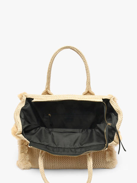 Sac Porté Main Logo Shopper Raphia Pinko Beige logo shopper 6673A39Y vue secondaire 3