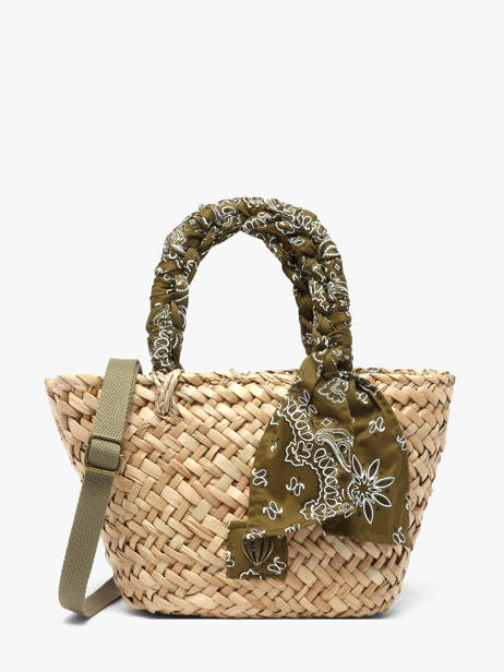 Sac Porté Main Bandana Paille Le voyage en panier Vert bandana PM968