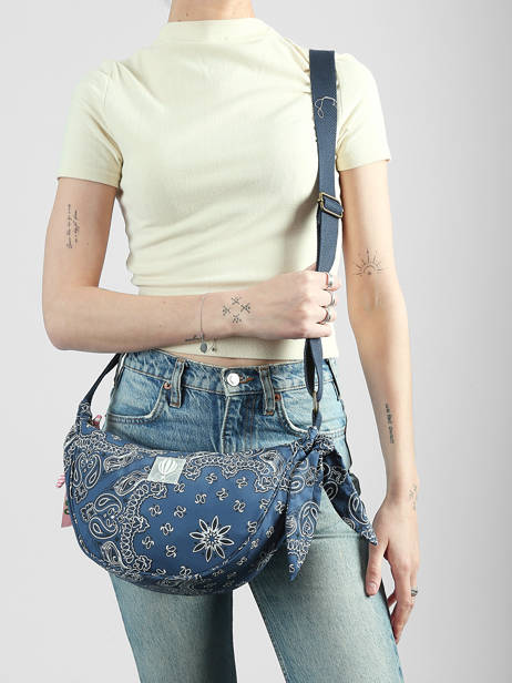 Sac Bandoulière Bandana Coton Le voyage en panier Bleu bandana PM969 vue secondaire 1