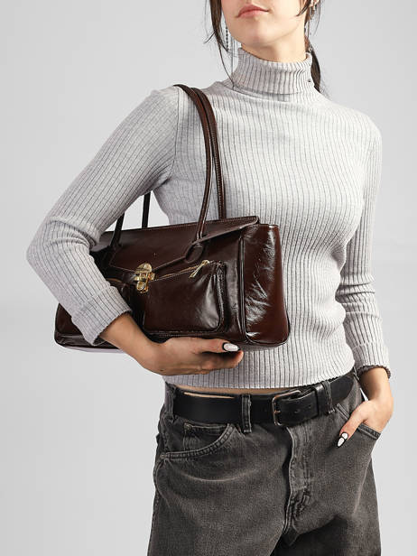 Baguette Shiny Sauvage Cuir Milano Marron shiny sauvage SS26063 vue secondaire 1