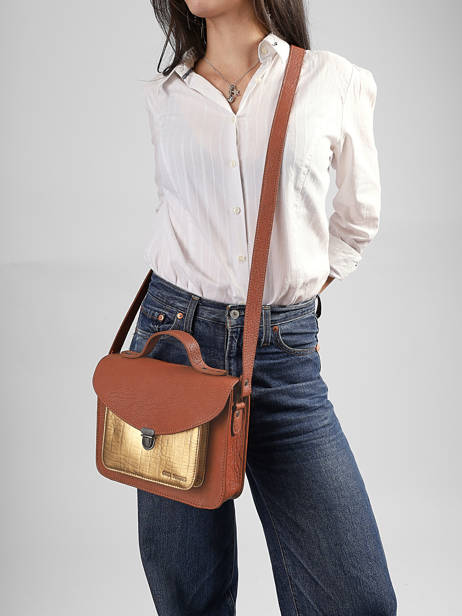 Sac Mademoiselle George Cuir Paul marius Marron dore GEORGDOR vue secondaire 1