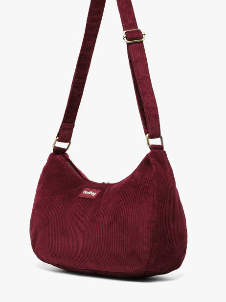 Sac Bandoulière Rosa Velours Côtelé Hindbag Rouge velours V vue secondaire 2
