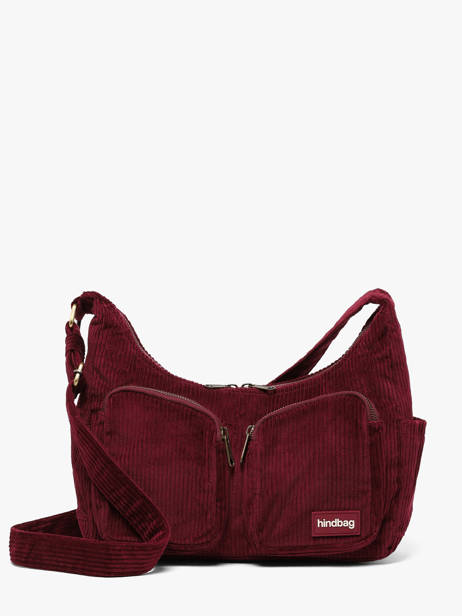 Sac Bandoulière Velours Velours Côtelé Hindbag Rouge velours V