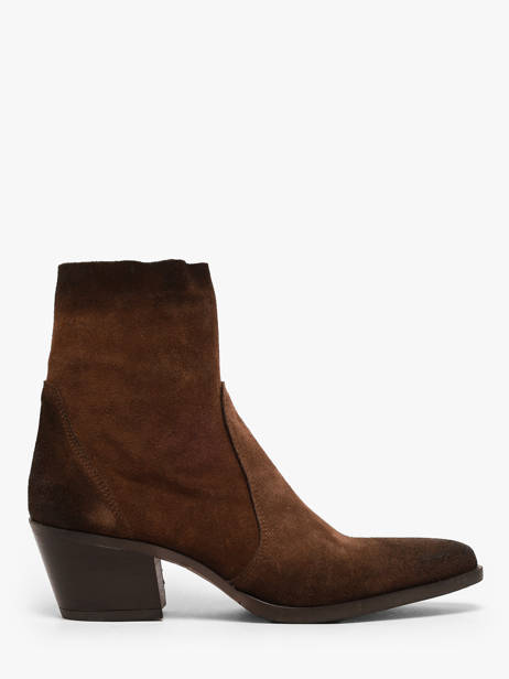 Bottines à Talon En Cuir Metisse Marron women GA11