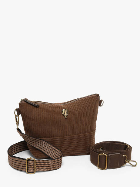 Sac Bandoulière Velours Le voyage en panier Marron velours AHP304 vue secondaire 2
