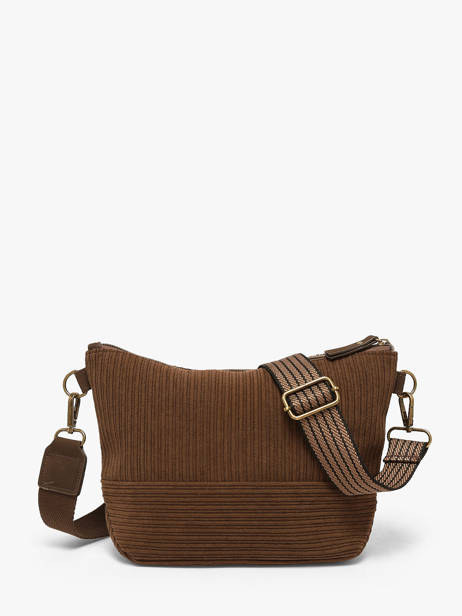 Sac Bandoulière Velours Le voyage en panier Marron velours AHP304 vue secondaire 4